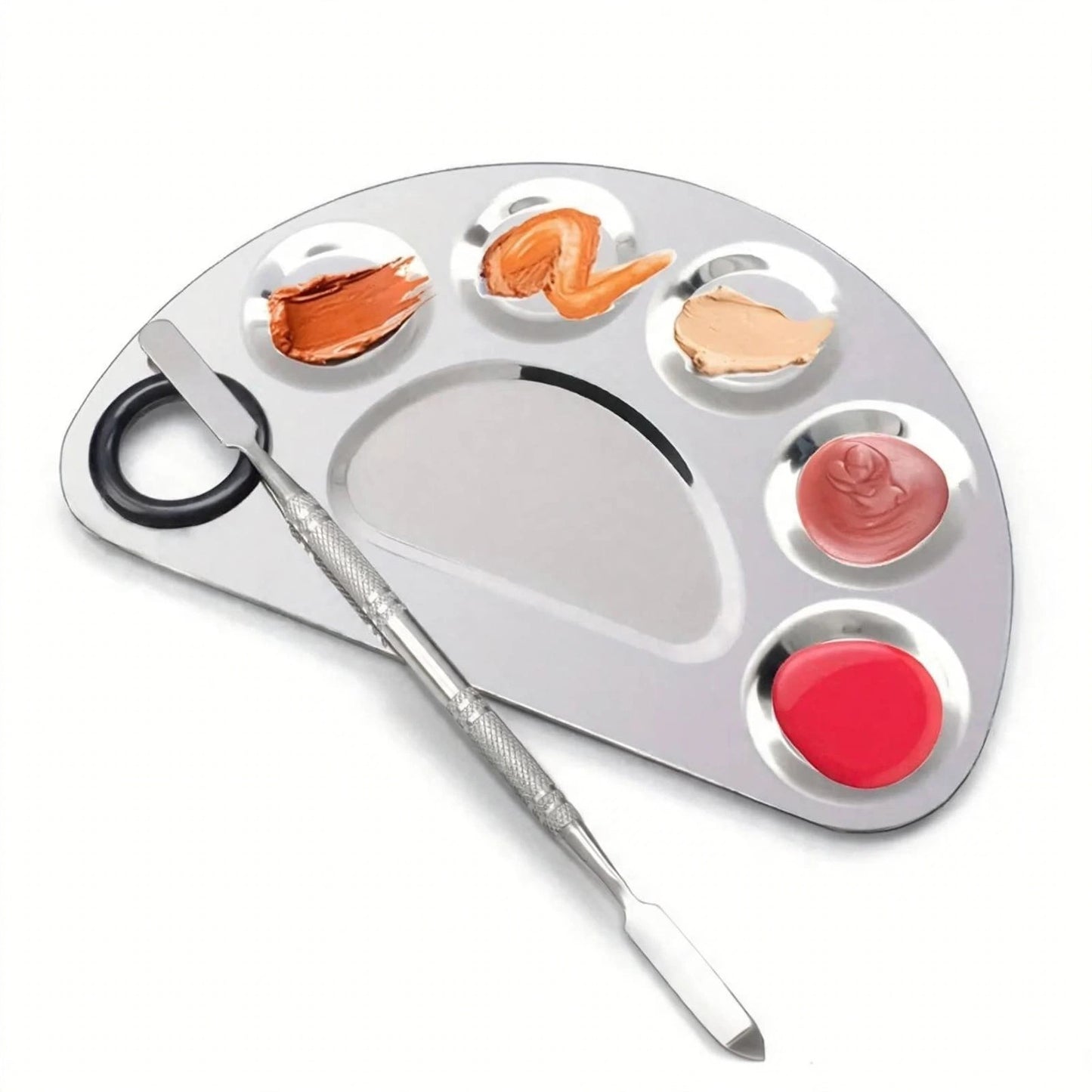Stainless Steel Cosmetic Mixing Palette + Dual-Ended Spatula Tool