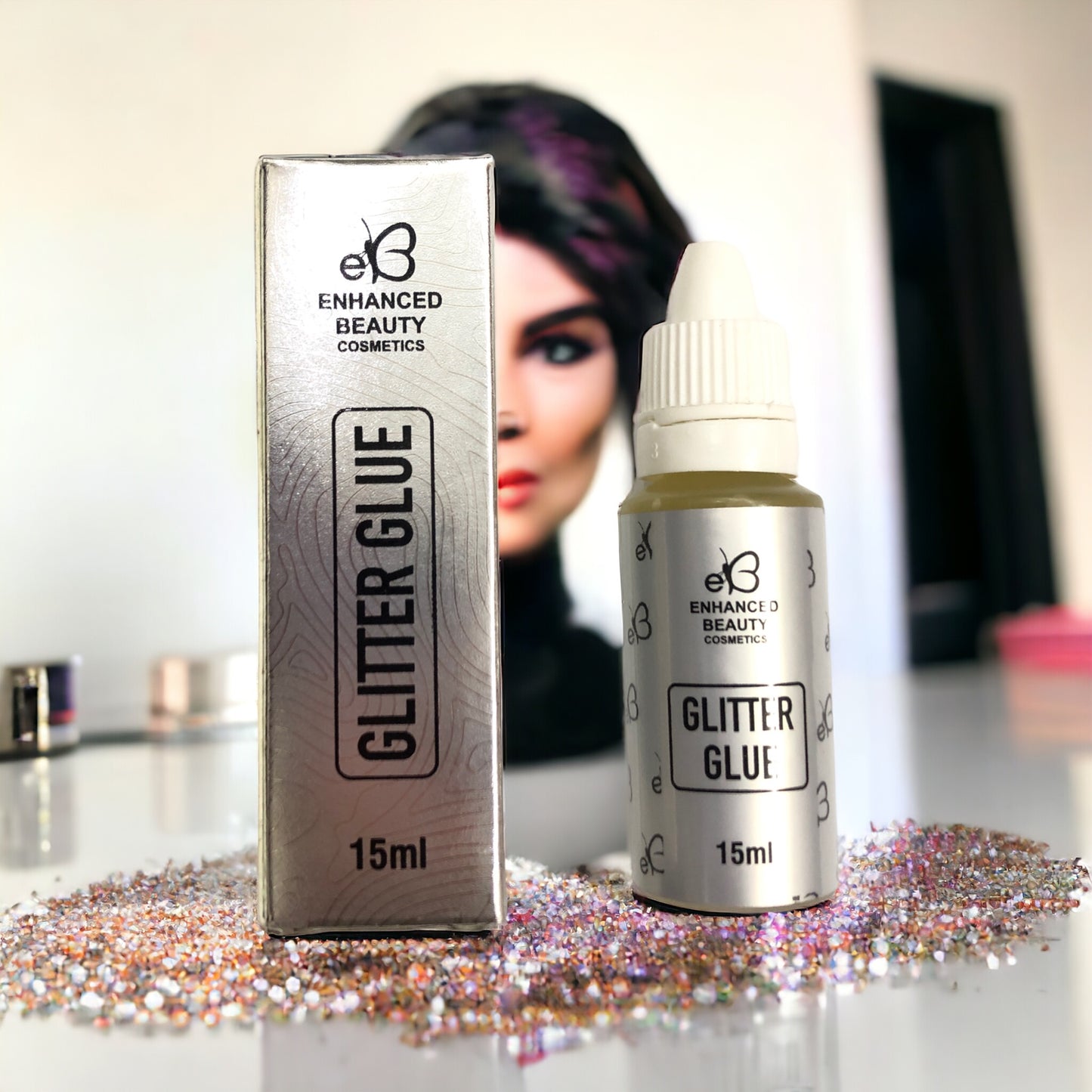 Enhanced beauty glitter glue